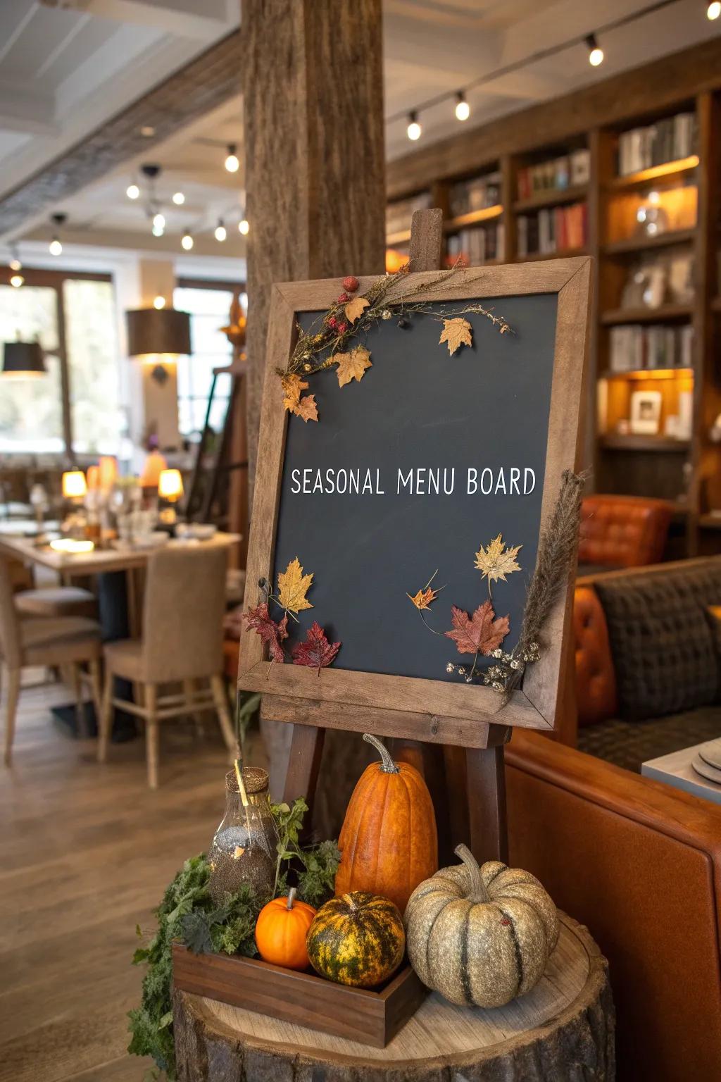 Seasonal boards keep your menu fresh and enticing with timely offerings.