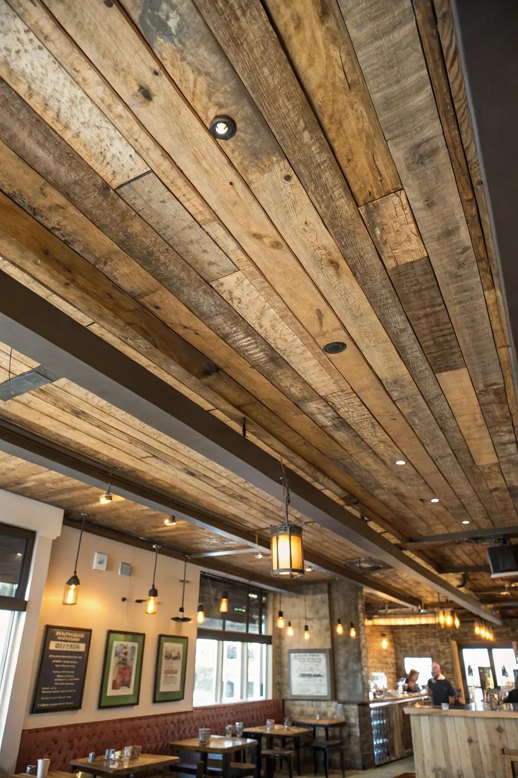 Reclaimed wood adds eco-friendly charm and character.