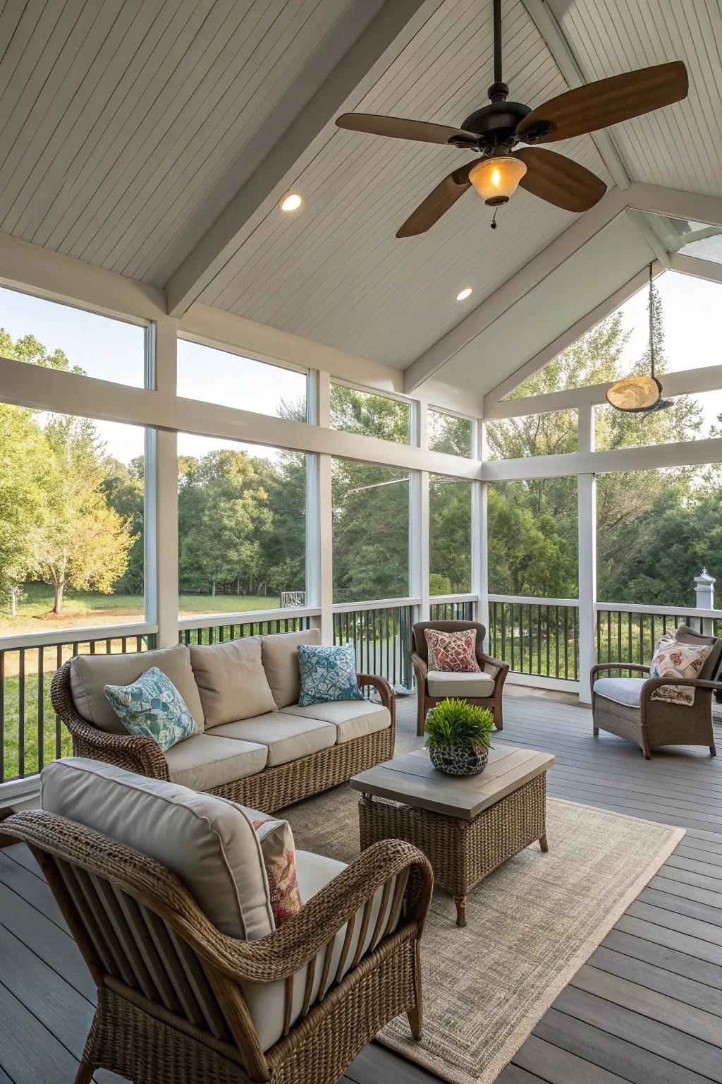 A ceiling fan adds comfort and style.