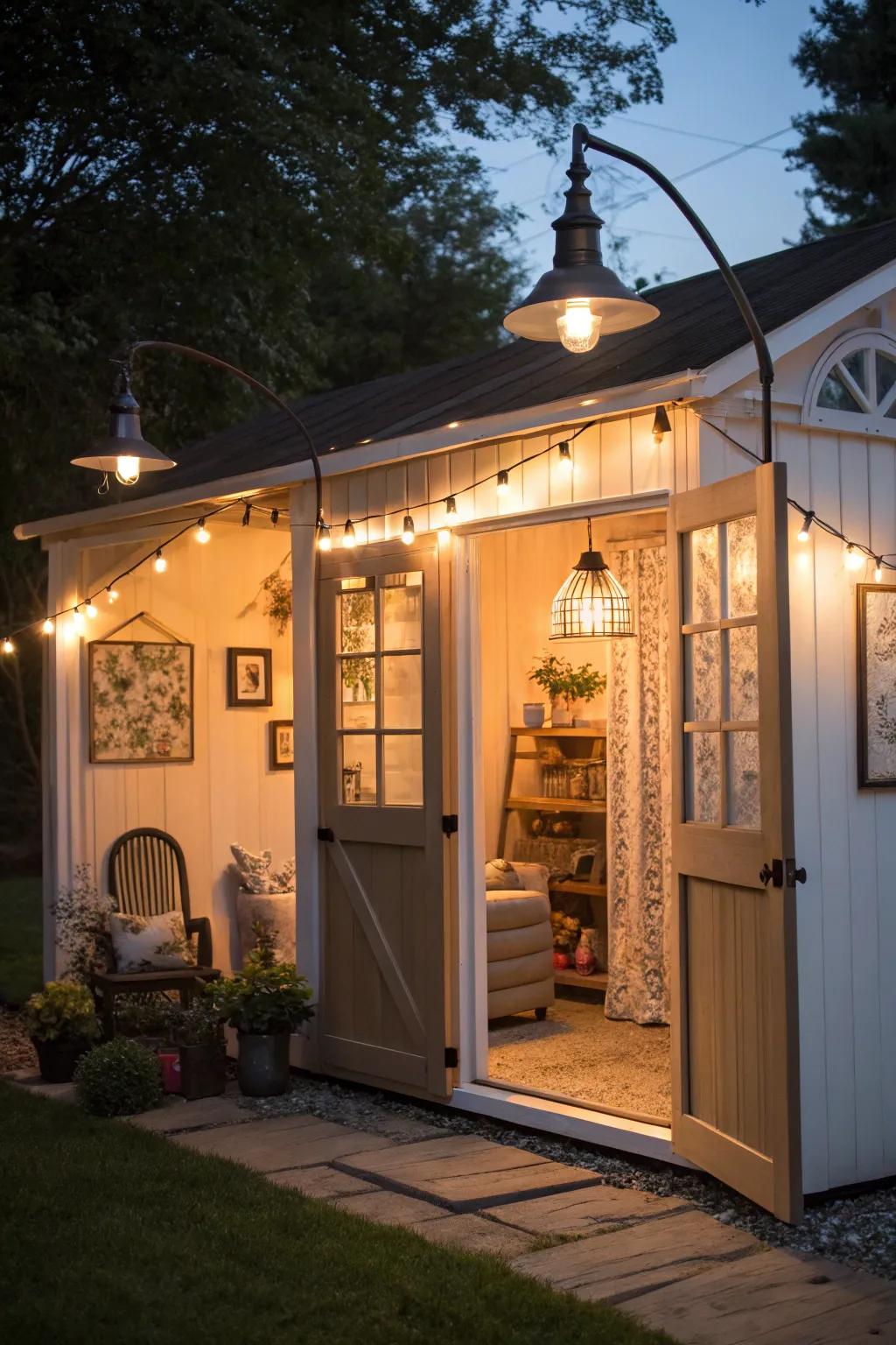 Personalized lighting solutions provide optimal illumination in a she shed.