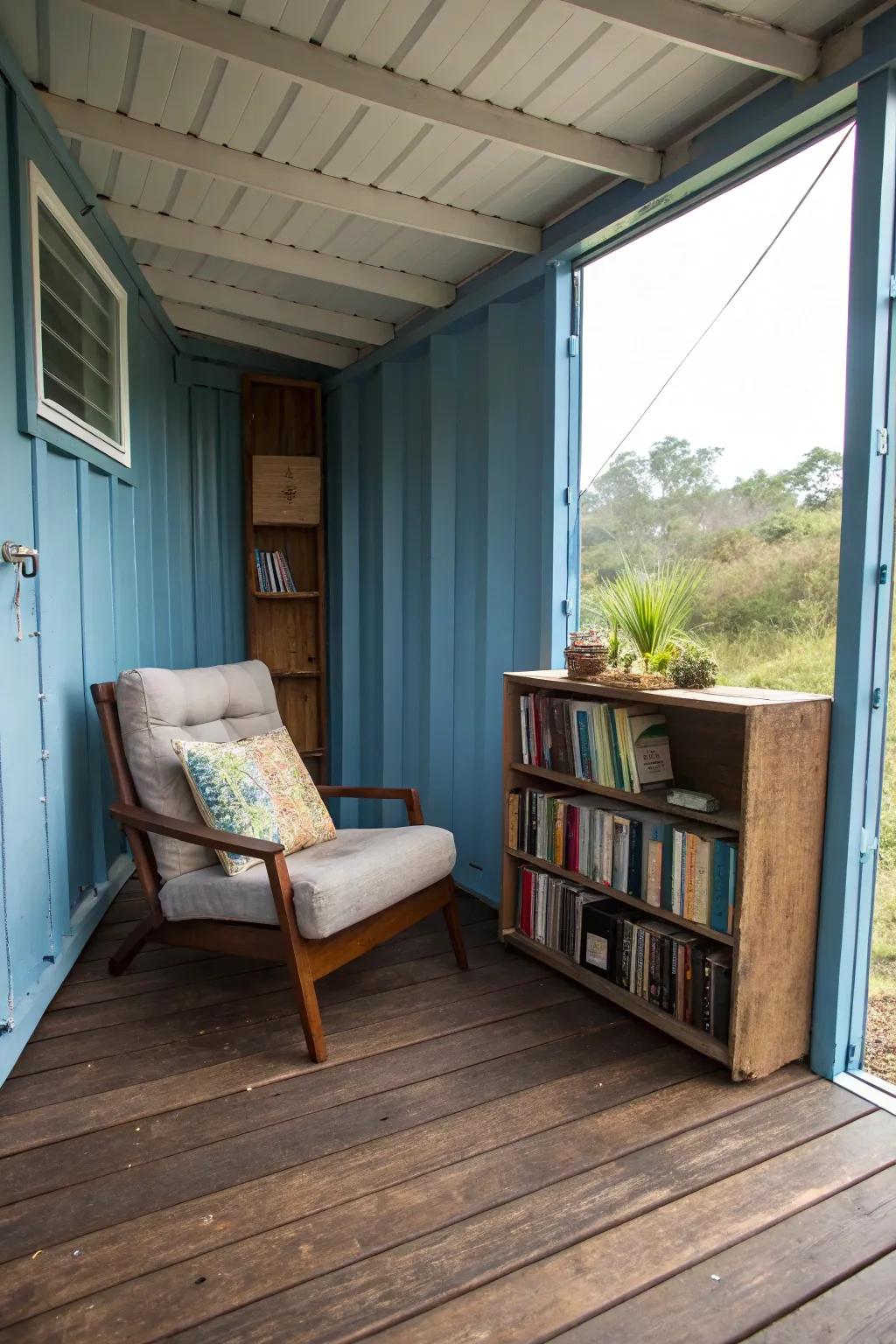 Lose yourself in literature with a cozy reading nook on your deck.