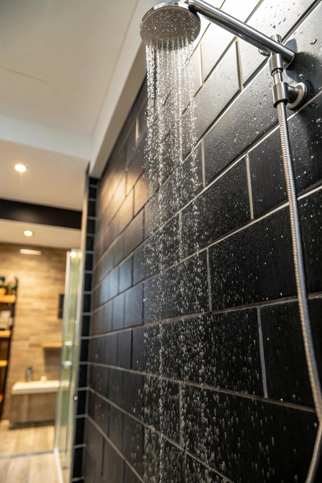 Black tiles exude sleek sophistication and modern elegance.