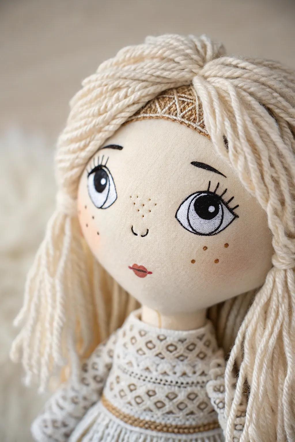 Discover the art of mixing features: A minimalist doll face that beautifully blends Scandinavian simplicity with Boho charm.
