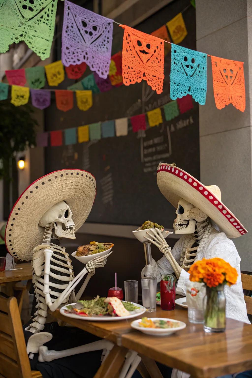 Skeletons Celebrating Taco Tuesday