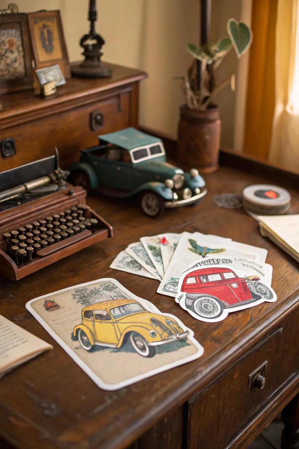 Vintage charm stickers for a classic touch.