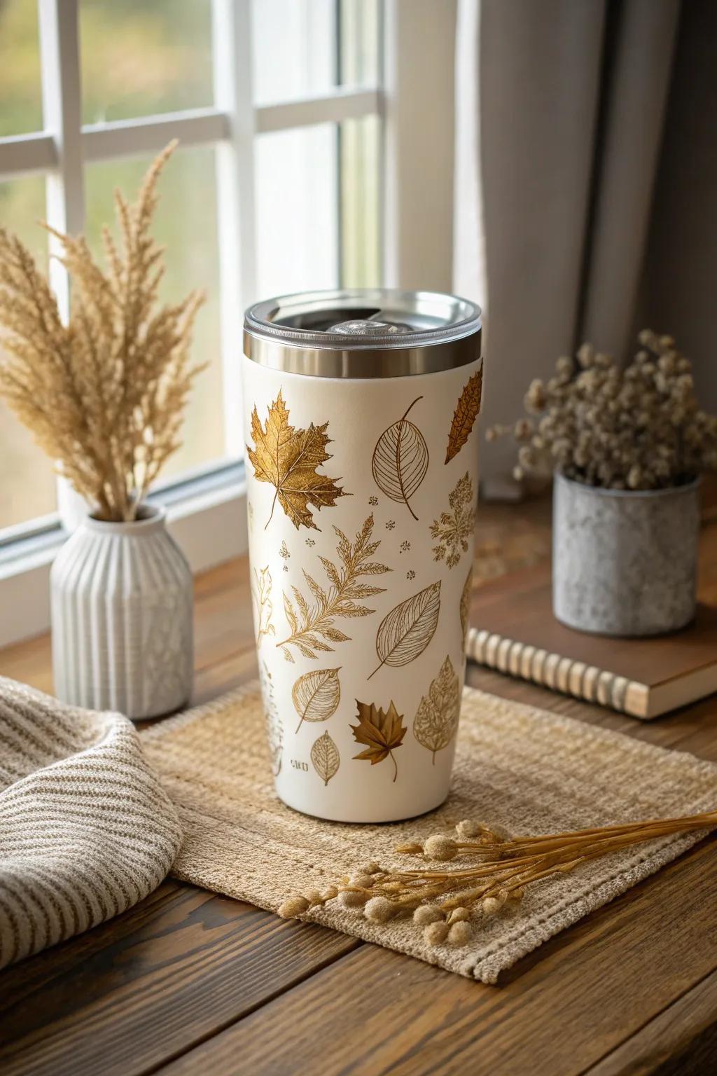 Embrace the cozy charm of autumn with a beautifully crafted seasonal tumbler.