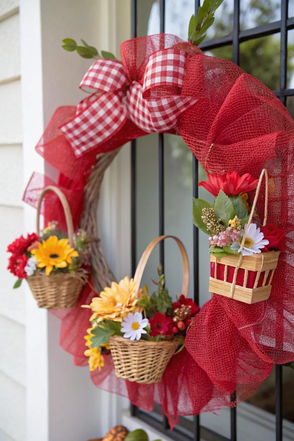 A picnic in the park mesh wreath that captures outdoor fun.