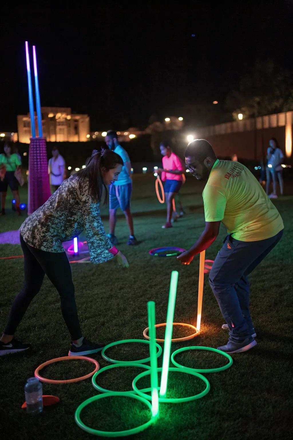 Glow in the dark games add a playful twist to any evening party.