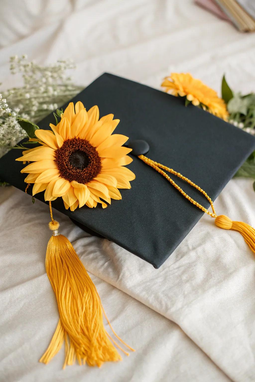 Celebrate your achievement with sunflower charm and tassel harmony 🌻✨ #GraduationStyle #MinimalistElegance