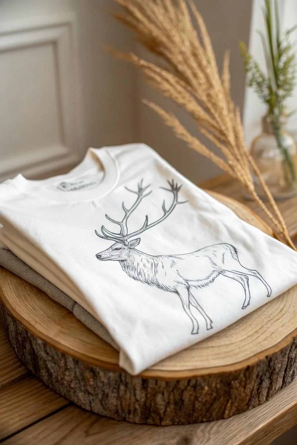Embrace the wild with this elegant stag print for a touch of nature in your wardrobe.