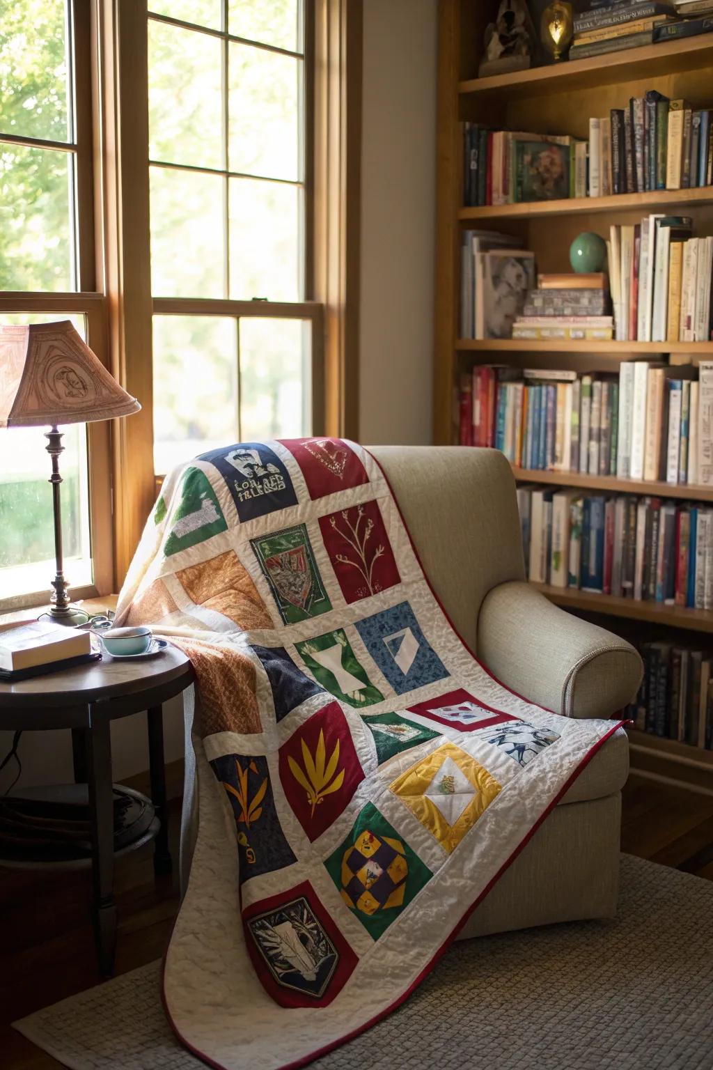 Bring warmth and texture with a quilted team flag.