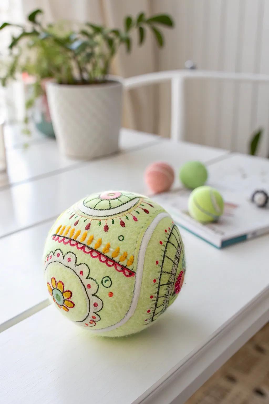 Crafting joy: A whimsical tennis ball art project that's perfect for little hands.