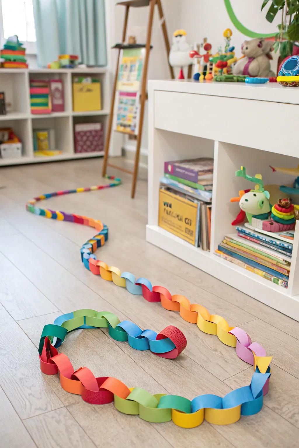 Add fun to playtime with a lively paper chain snake.