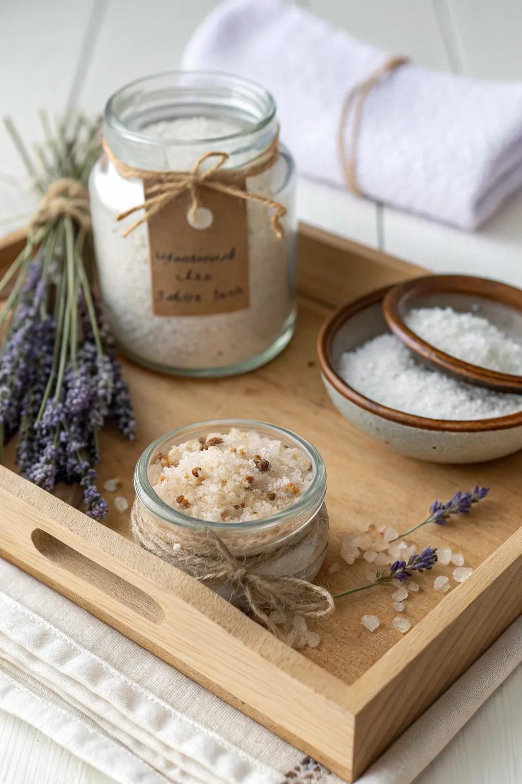 Treat your mom to a homemade mini spa kit this Mother's Day - a touch of serenity in a jar.
