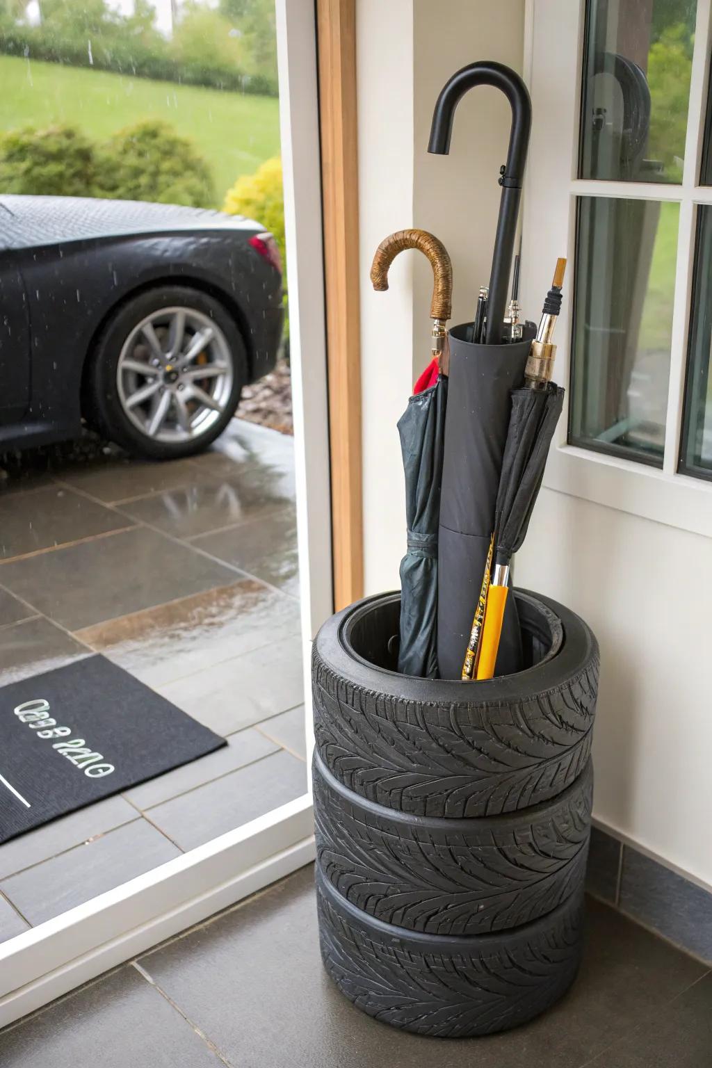 Neat and Tidy Tire Umbrella Stand