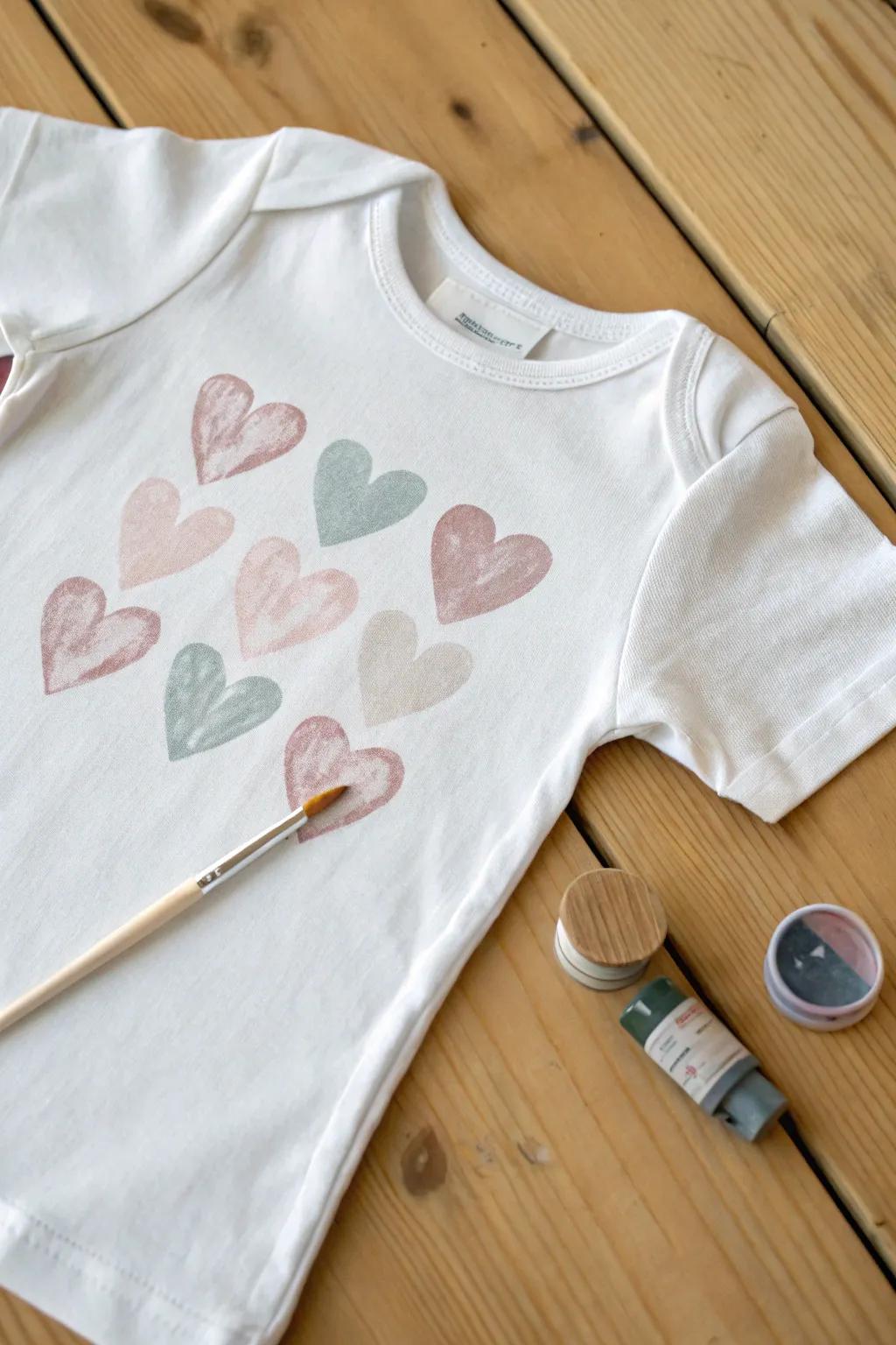 Crafted with love: A hand-painted toddler shirt that captures the heart of Scandinavian simplicity and Boho charm.