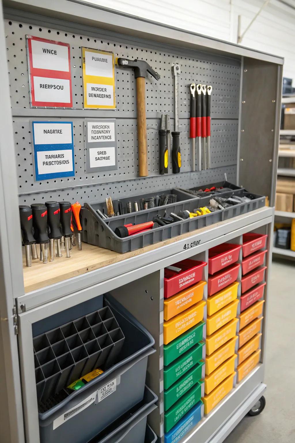 Designated zones for different projects in a tool crib.