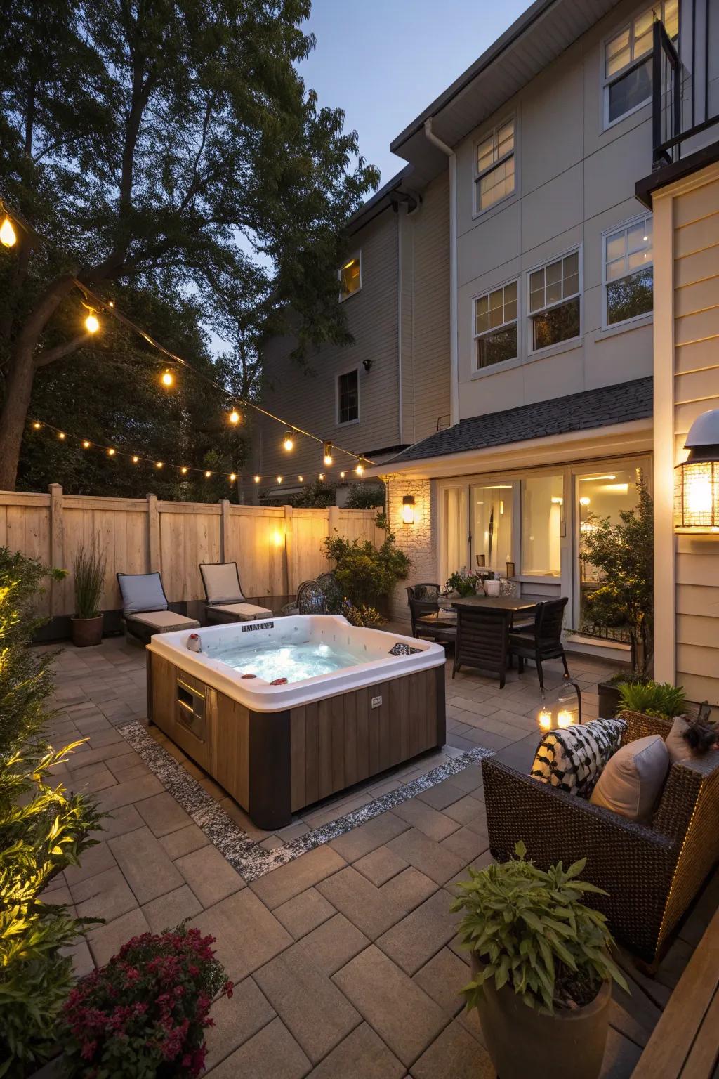 A hot tub transforms your patio into a spa retreat.