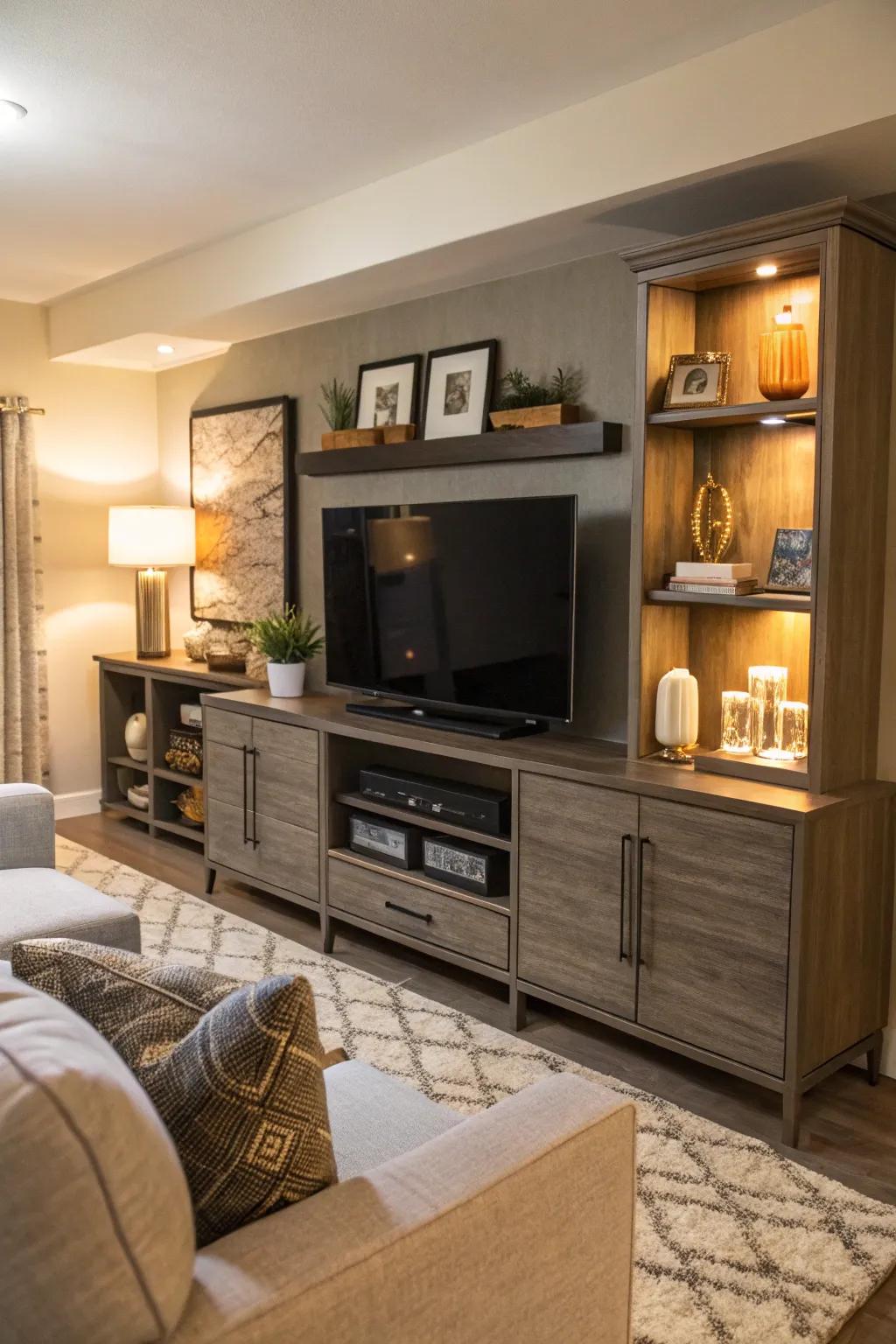 A media console offers a functional and attractive way to house your TV.