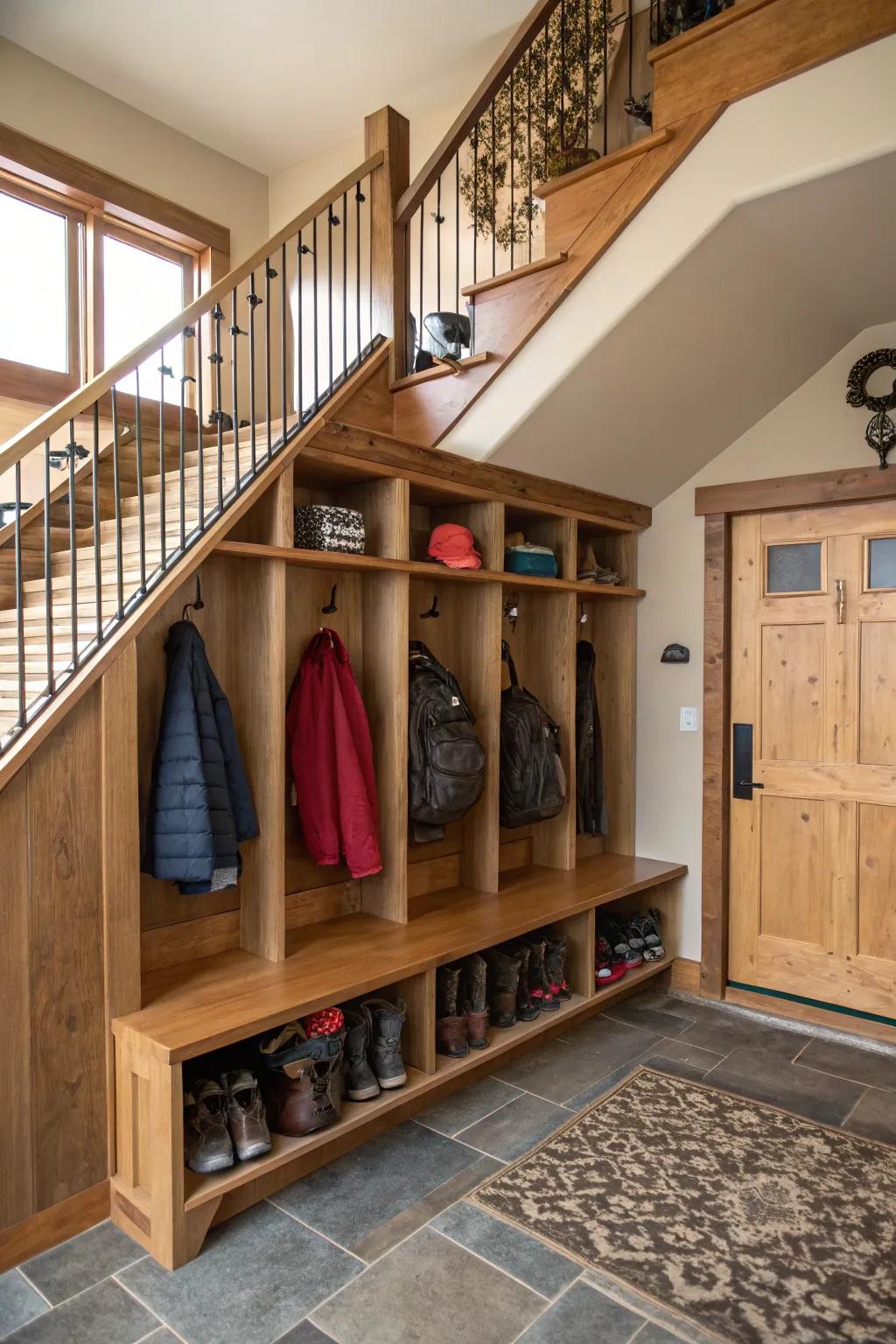 A practical mudroom that keeps outdoor essentials organized.