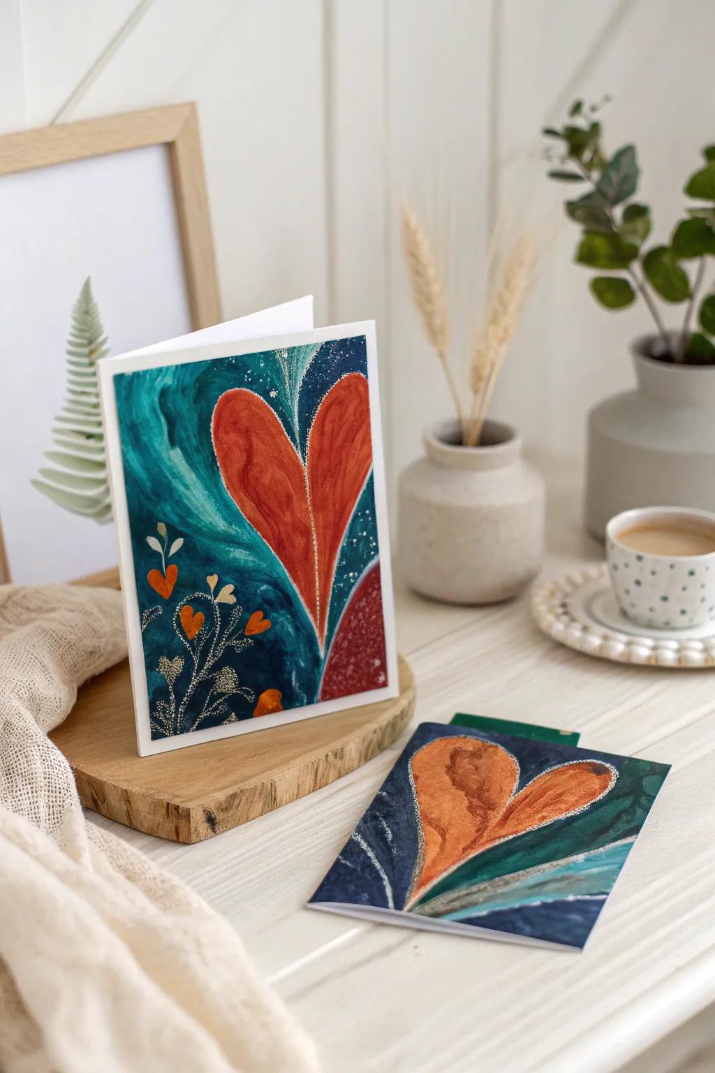 Celebrate Dad with a touch of modern art - a vibrant, abstract Valentine's card that's as unique as he is.