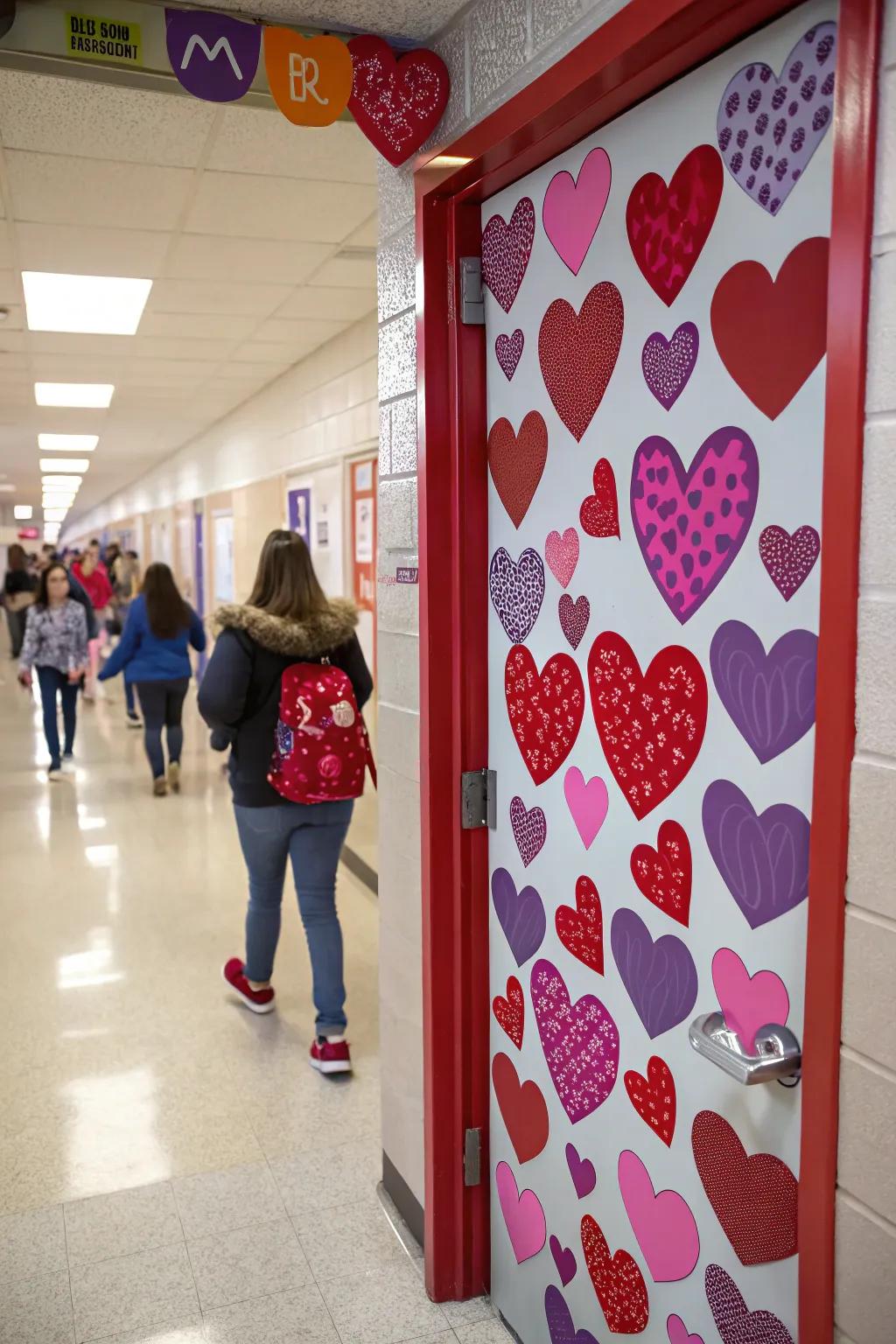 Patterned hearts create a vibrant and diverse display of love.