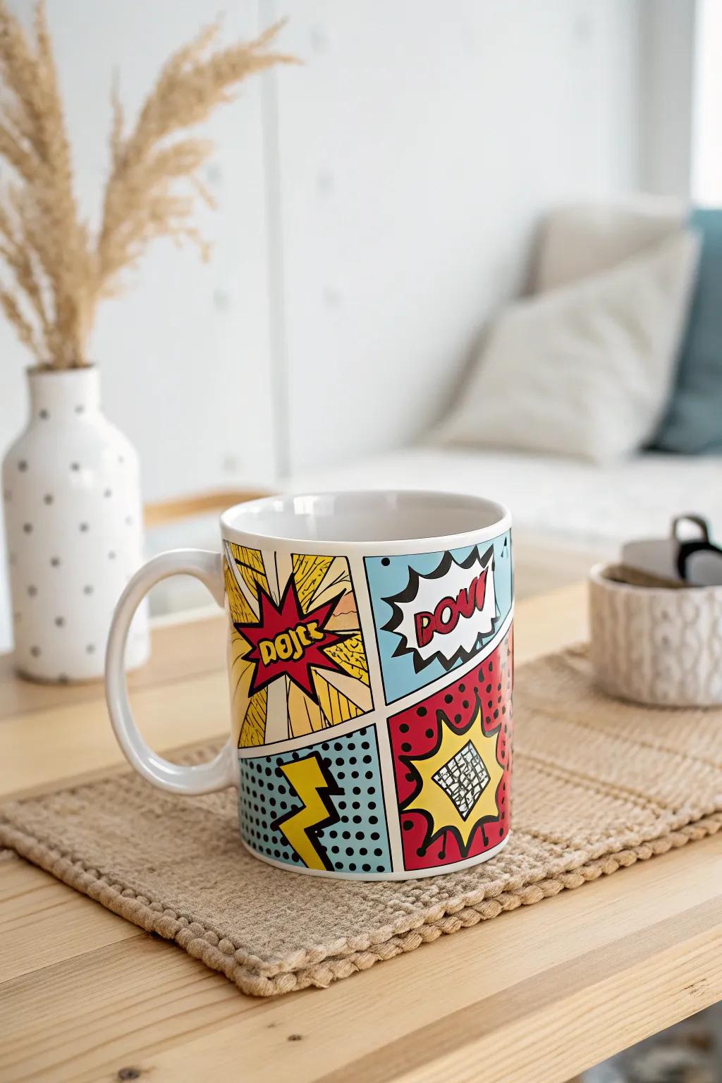Brighten up your morning routine with this pop art-inspired mug! ☕️✨