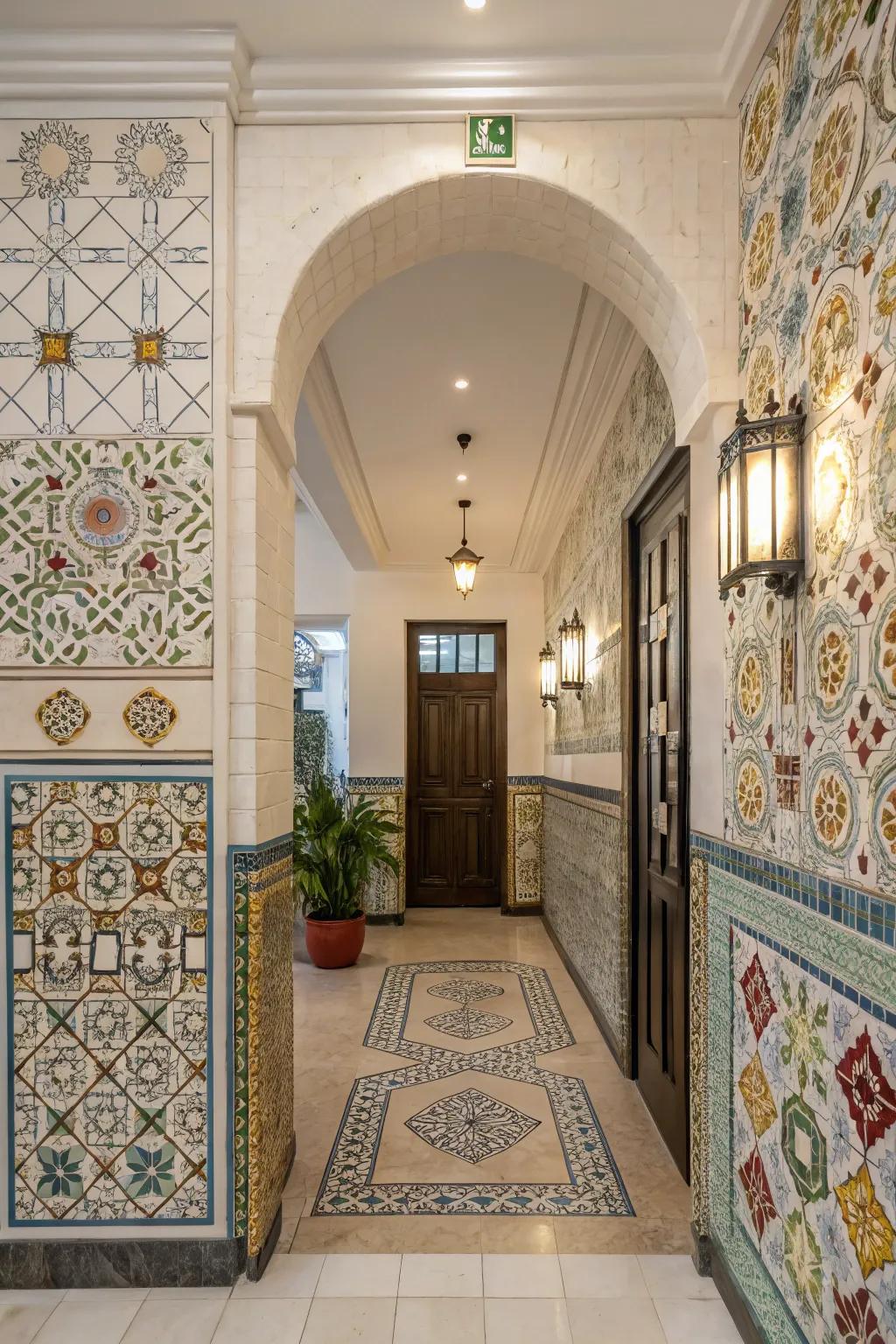 Patterned tiles add a vibrant character to entryways.