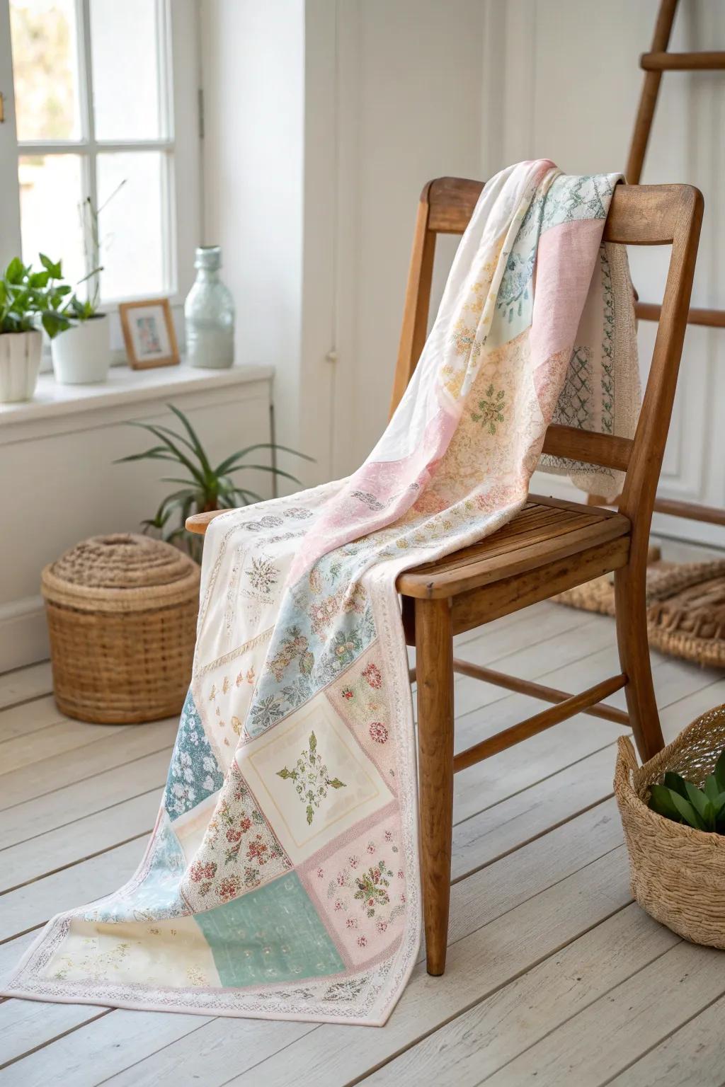 Wrap yourself in memories with a vintage handkerchief patchwork scarf—where style meets sentimentality.