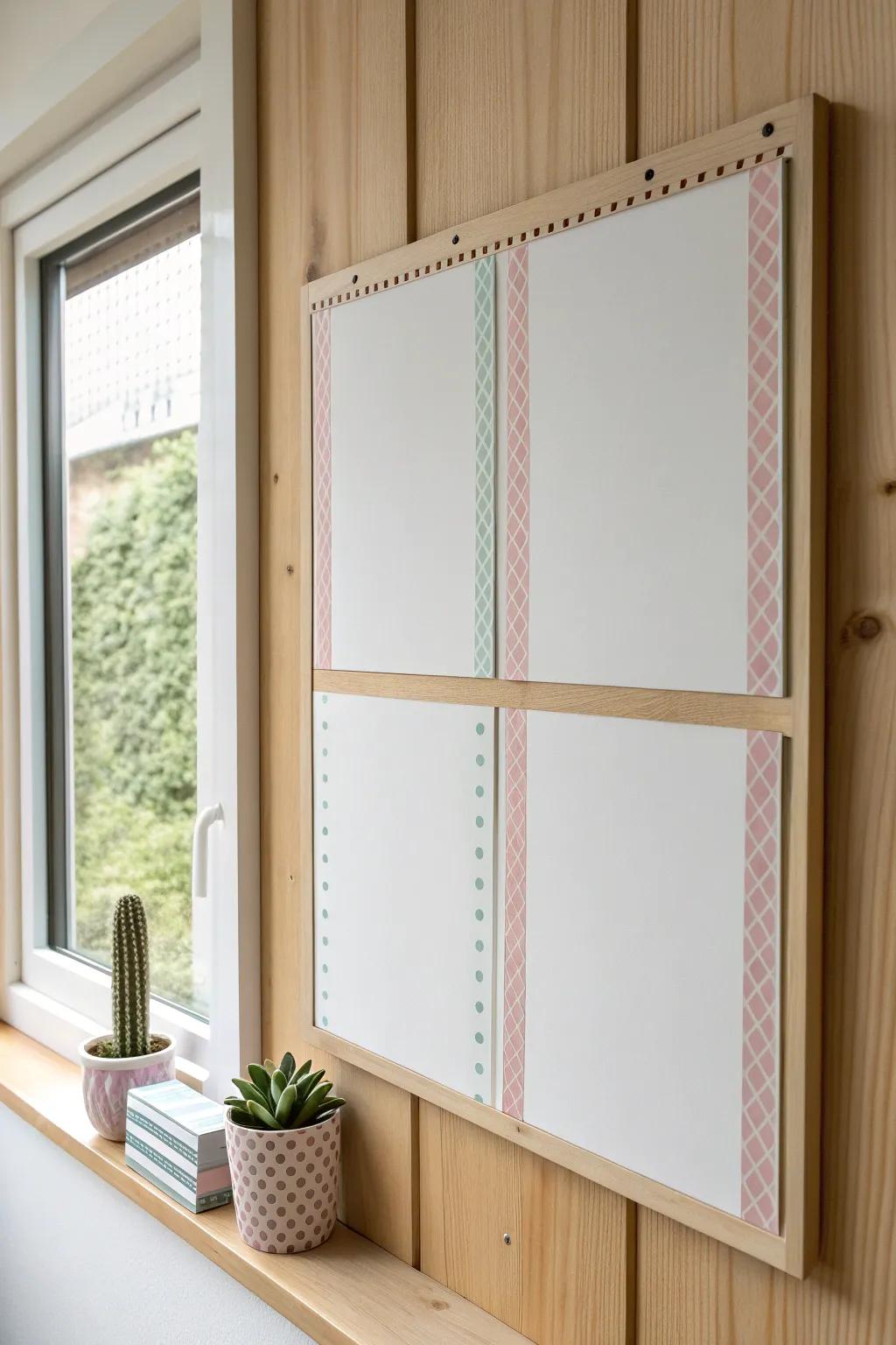 Transform your whiteboard into a chic planning haven with DIY washi tape frames!