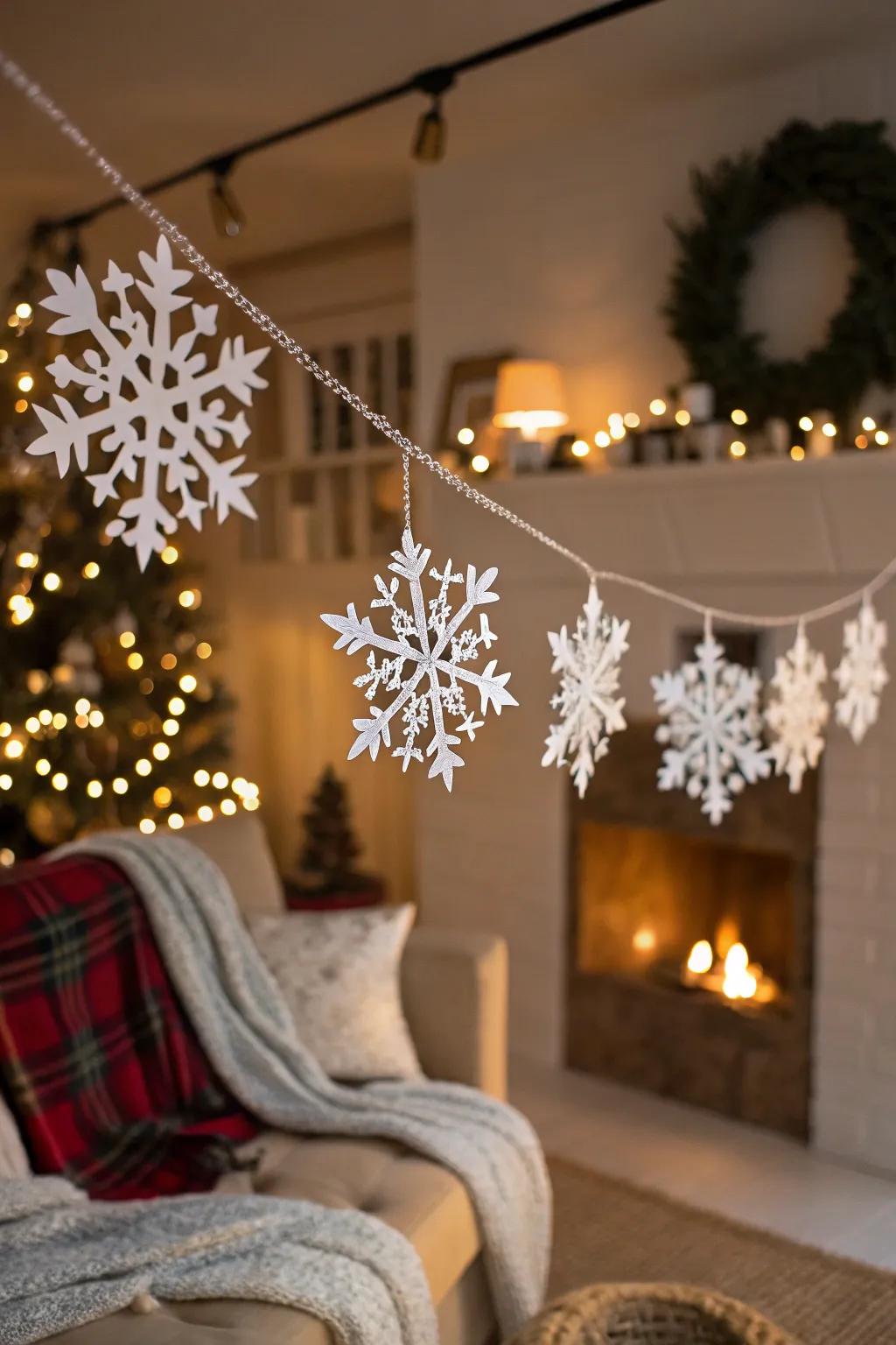 A snowflake garland adds a personal, festive touch.