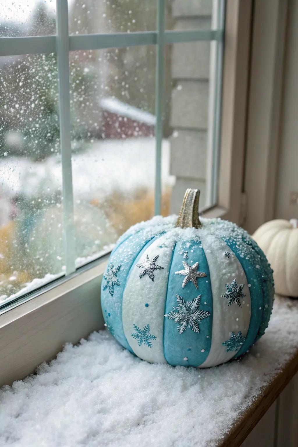 A frosty theme gracefully bridges the gap between fall and winter.