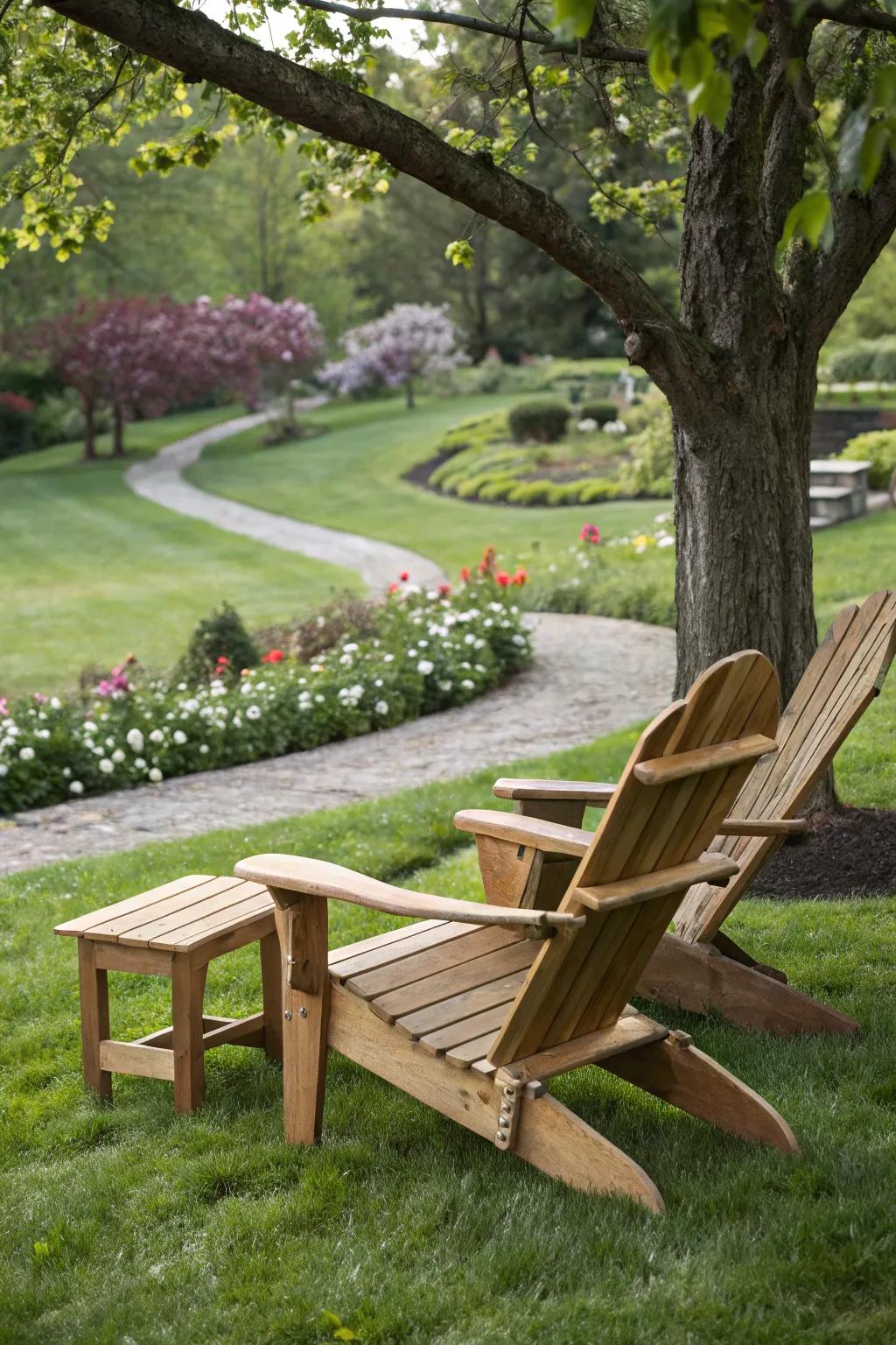 Relax in comfort with a handmade Adirondack chair.