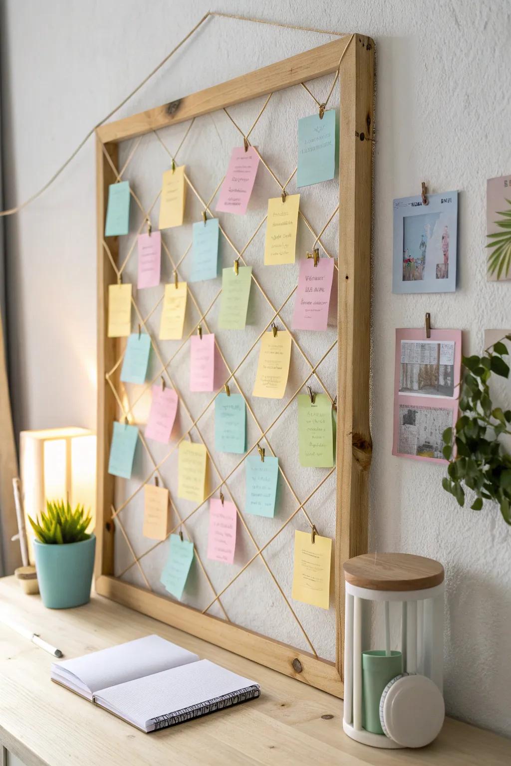 Embrace tranquility with pastel hues on your bulletin board. A perfect blend of Scandinavian minimalism and boho elegance.