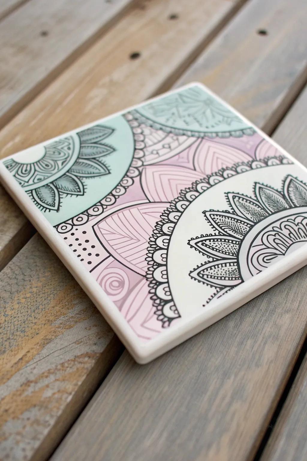 Elevate your Zentangle art with delicate touches of color, transforming simplicity into serene beauty.