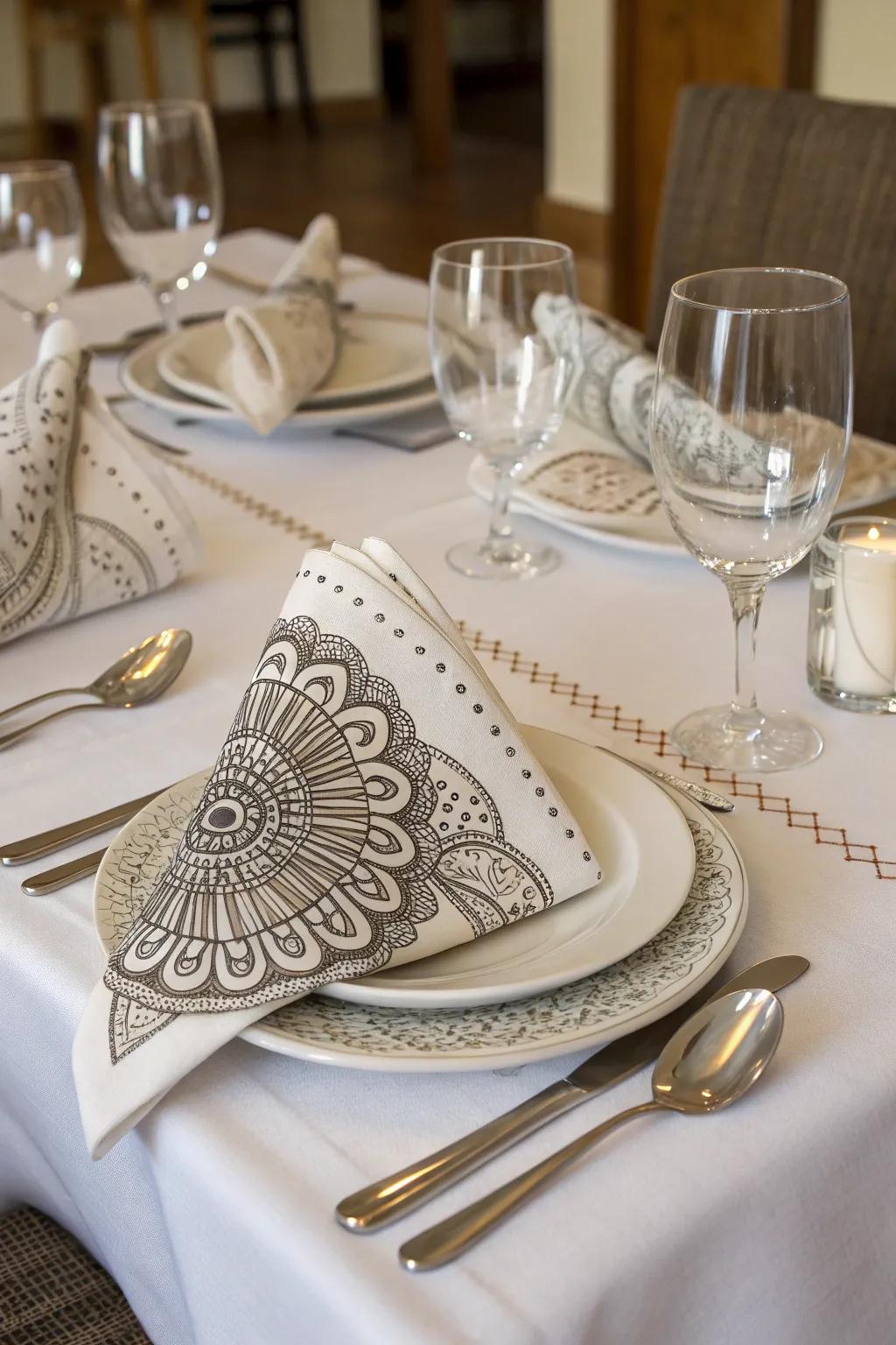 Zentangle napkins elevate any dining experience.