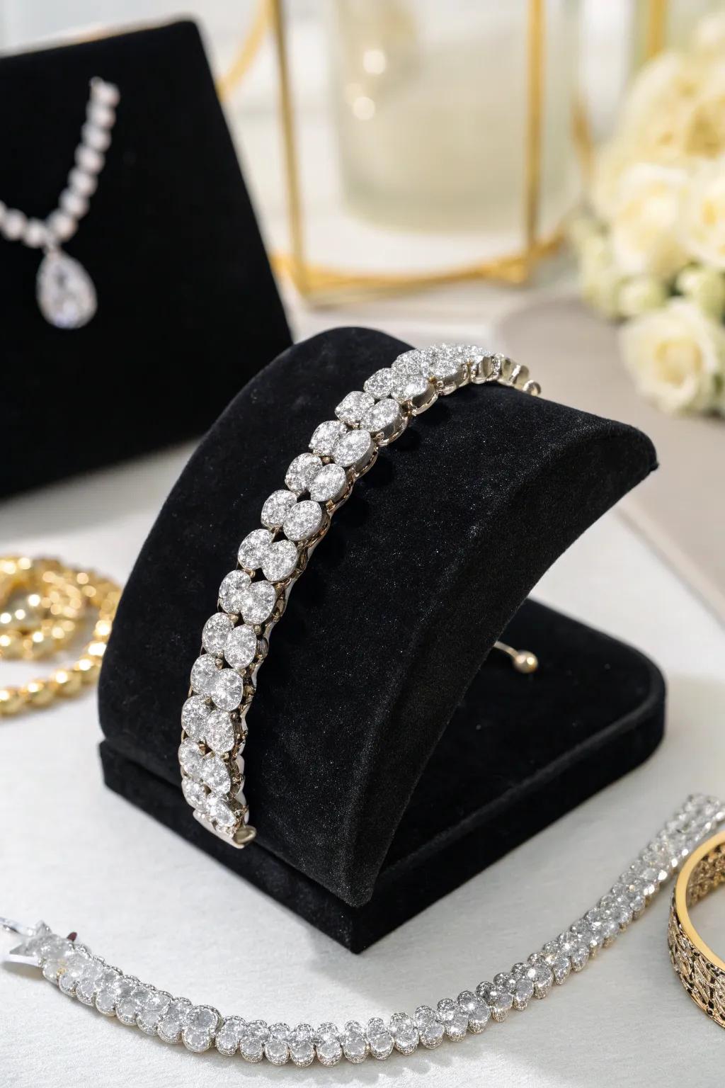 Dazzle with an elegant diamond tennis bracelet.