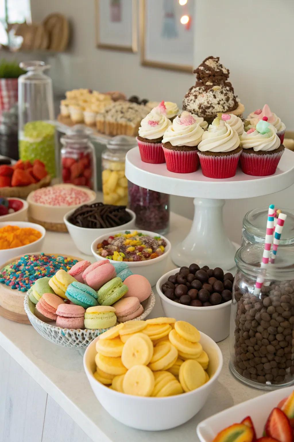 A delicious dessert bar ready for creative treat-making.