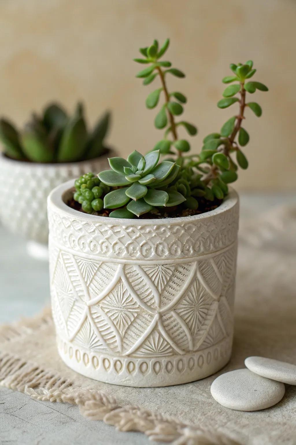 Elevate your mom's kitchen with a chic 3D printed planter, the perfect blend of minimalism and natural beauty.