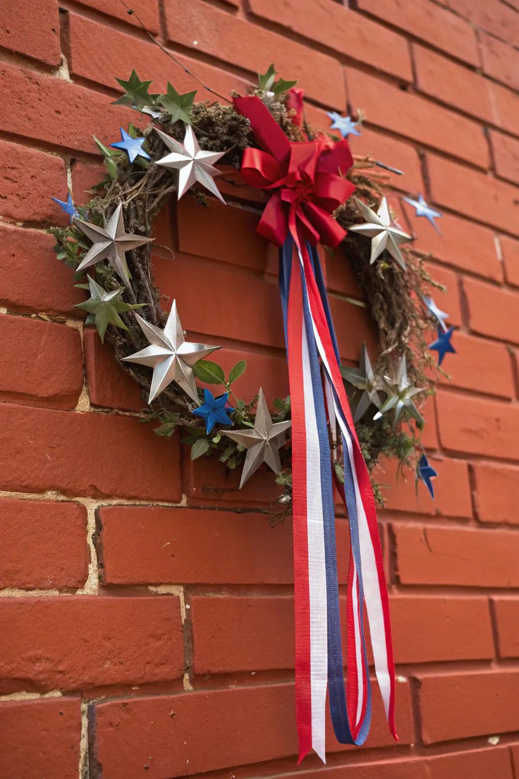 A dazzling star-spangled wreath that becomes the focal point of your decor.