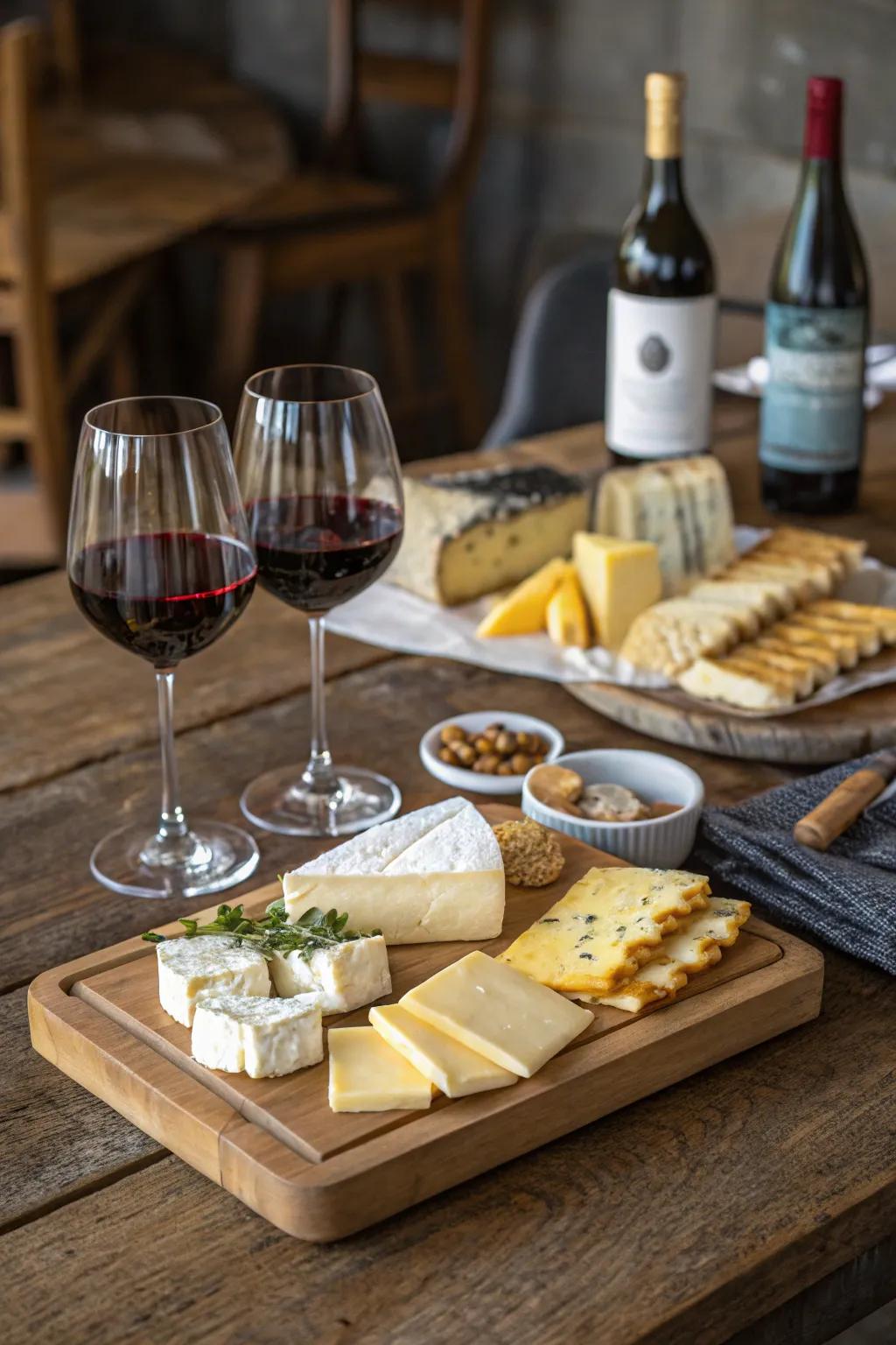 Savor the evening with a wine and cheese tasting.