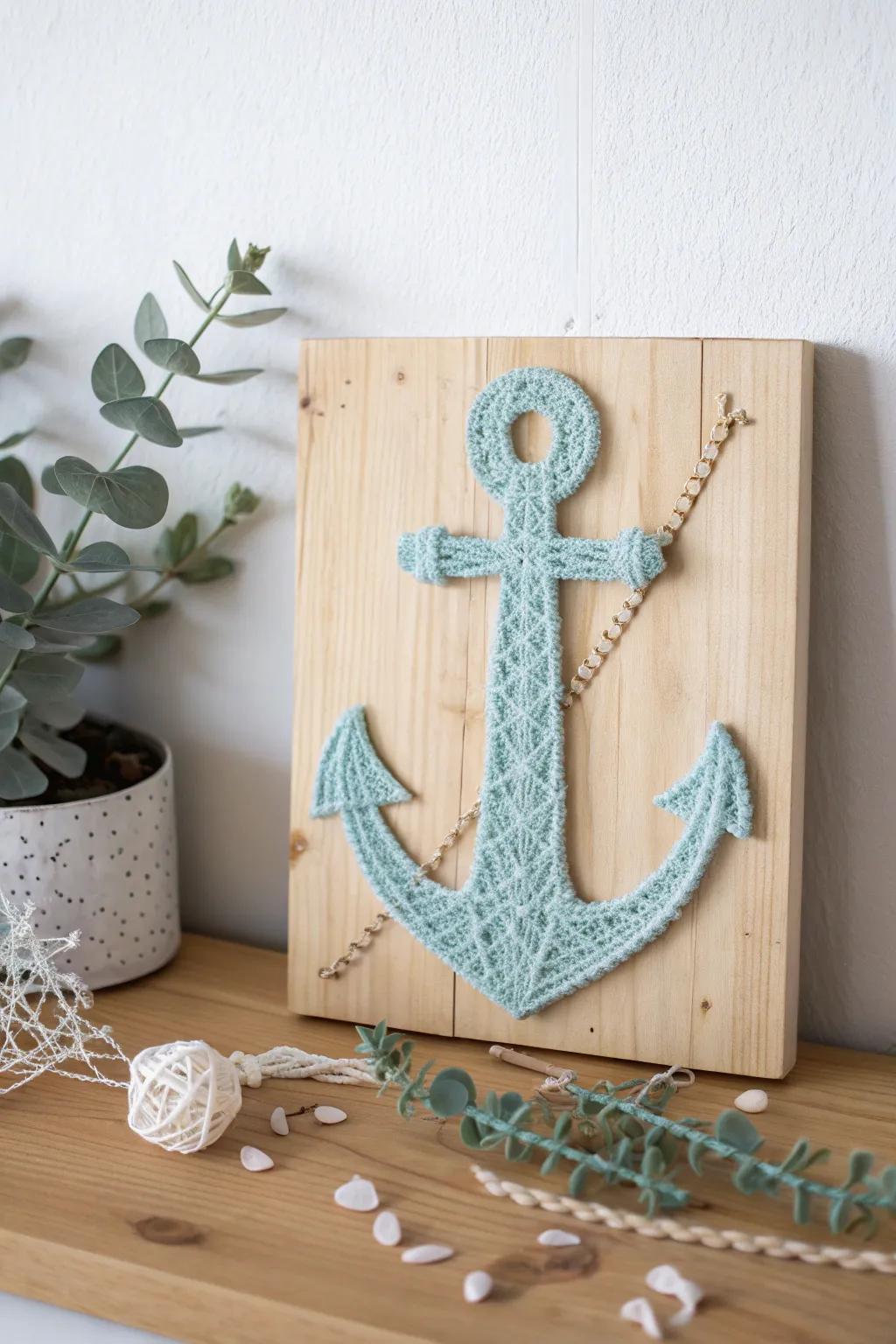 Craft elegance with a minimalist string art anchor—where simplicity meets natural beauty.