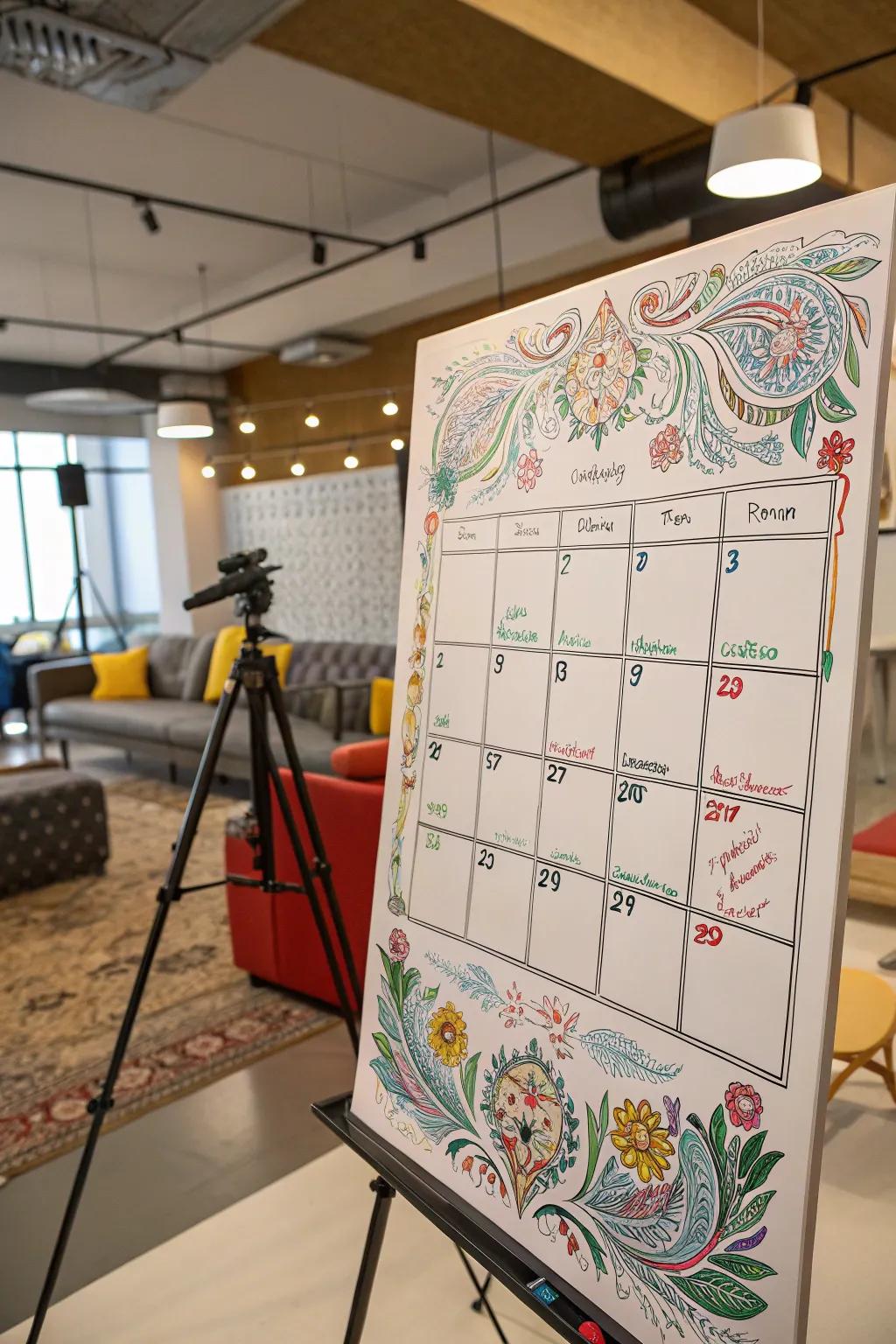 Artistic flourishes turn your calendar into a visually appealing and personal space.