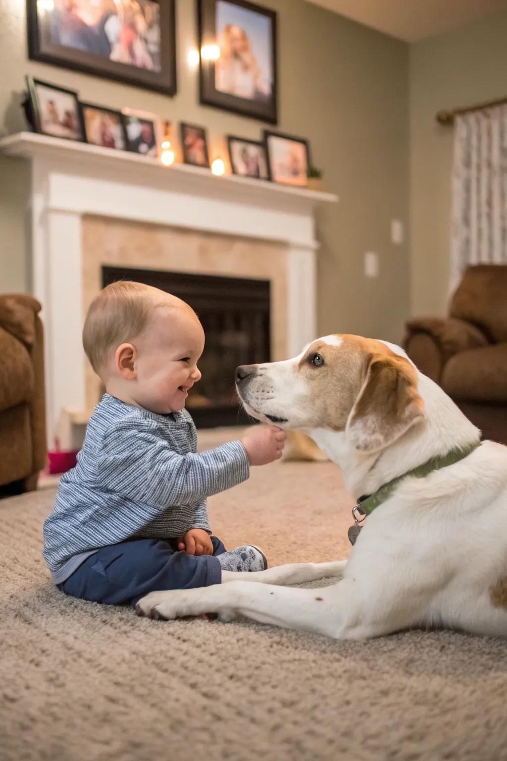 Including pets adds spontaneity and joy to your baby's photos.