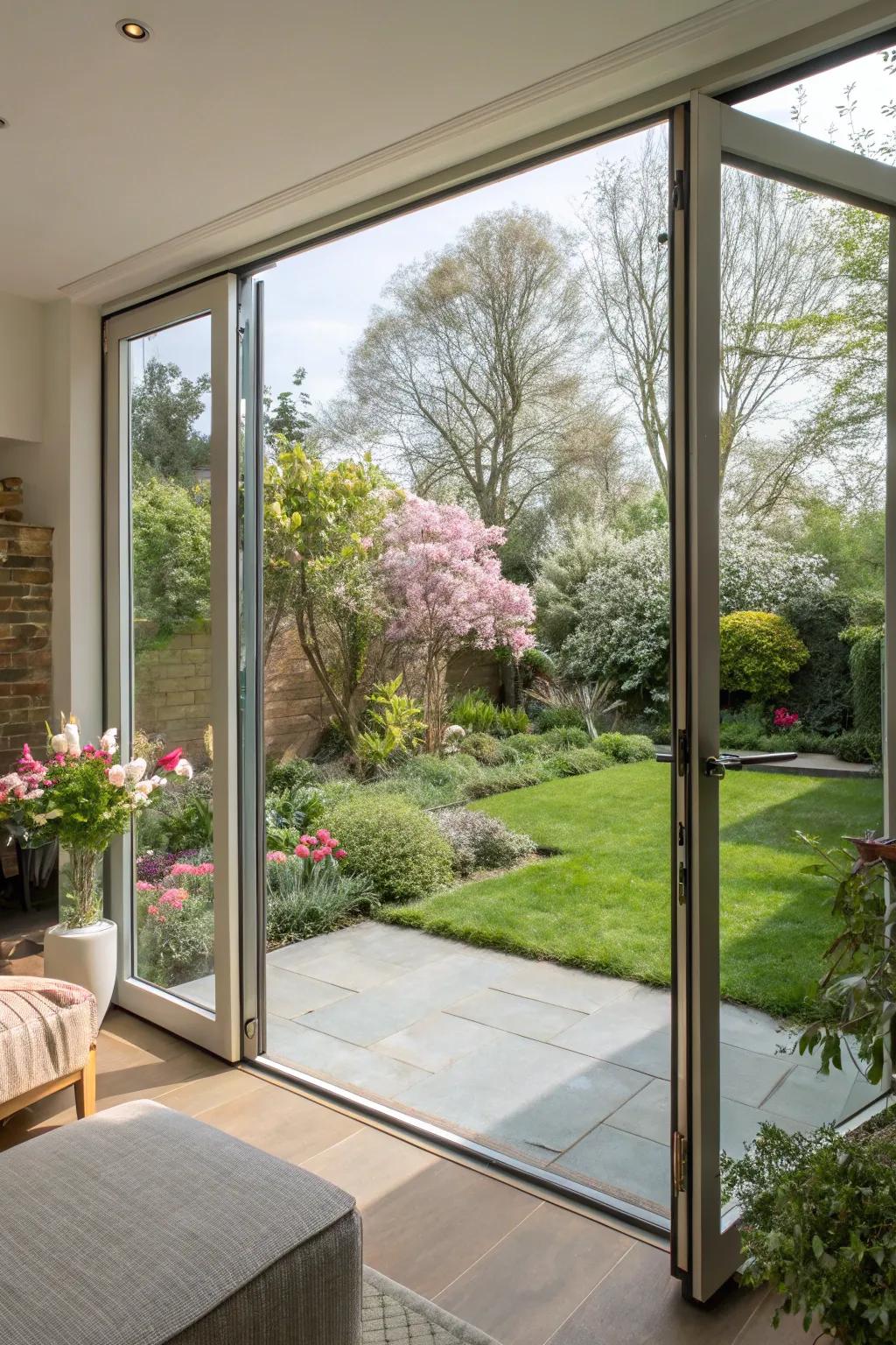 Bi-fold doors offer a seamless transition from indoor to outdoor spaces.