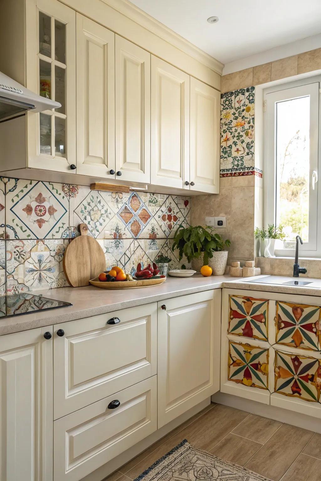 Geometric tiles add a playful touch.