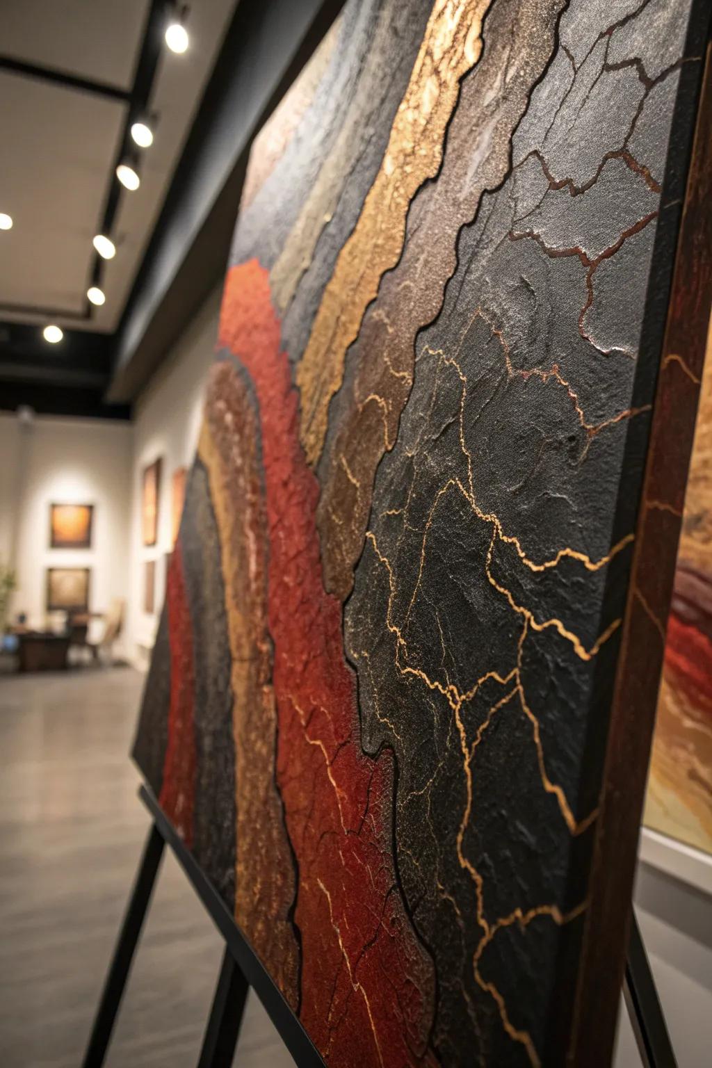 Dive into the depths of art with layered textures that command attention and provoke curiosity.