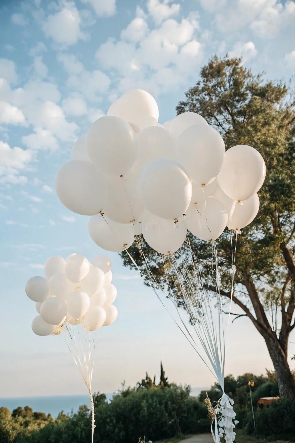 Dreamy balloon clouds creating an ethereal atmosphere.