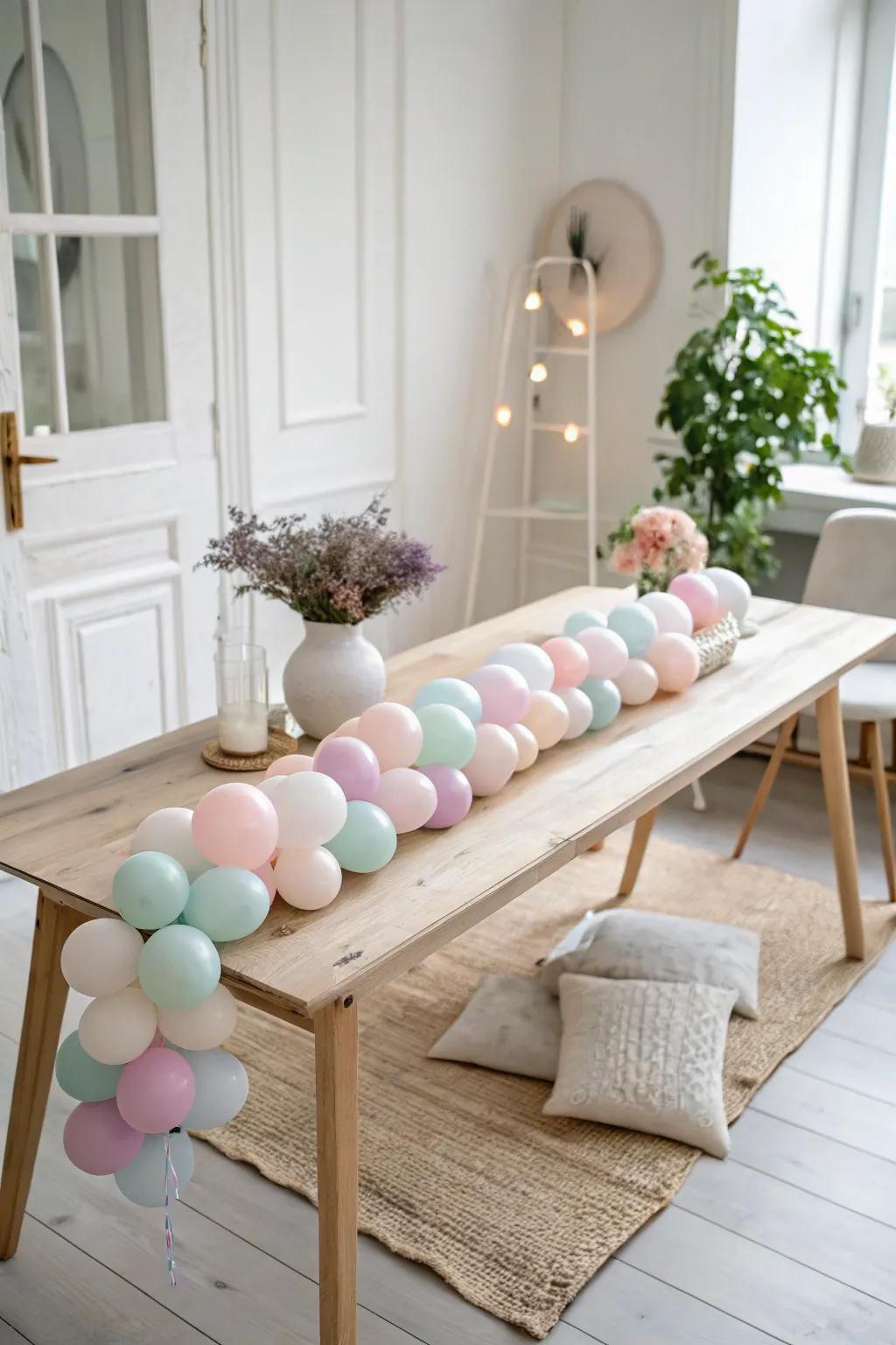 Elevate your dining experience with a whimsical balloon table runner that adds a pop of color and charm!