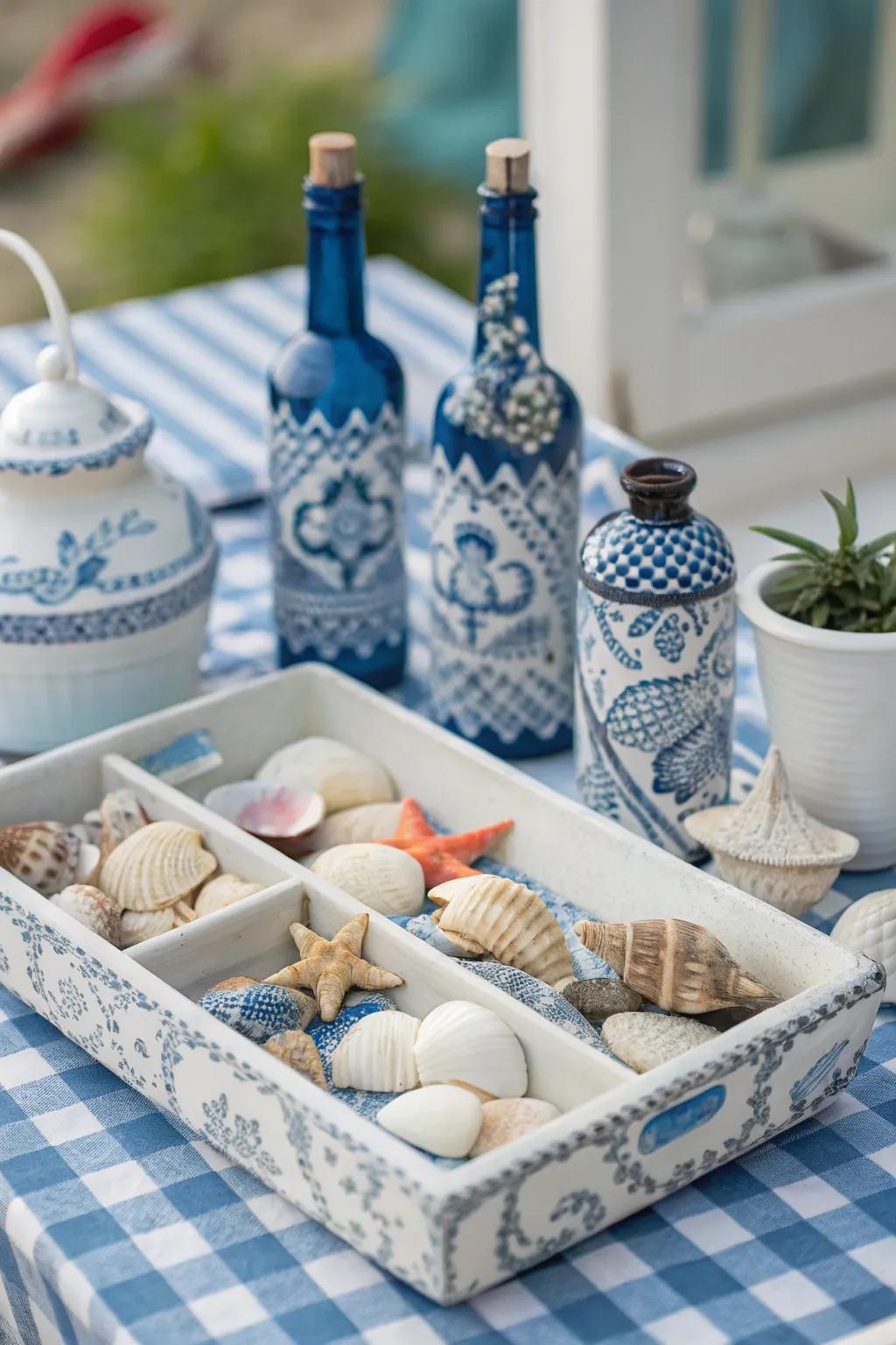 Capture beachy breezes with a nautical tray setup.